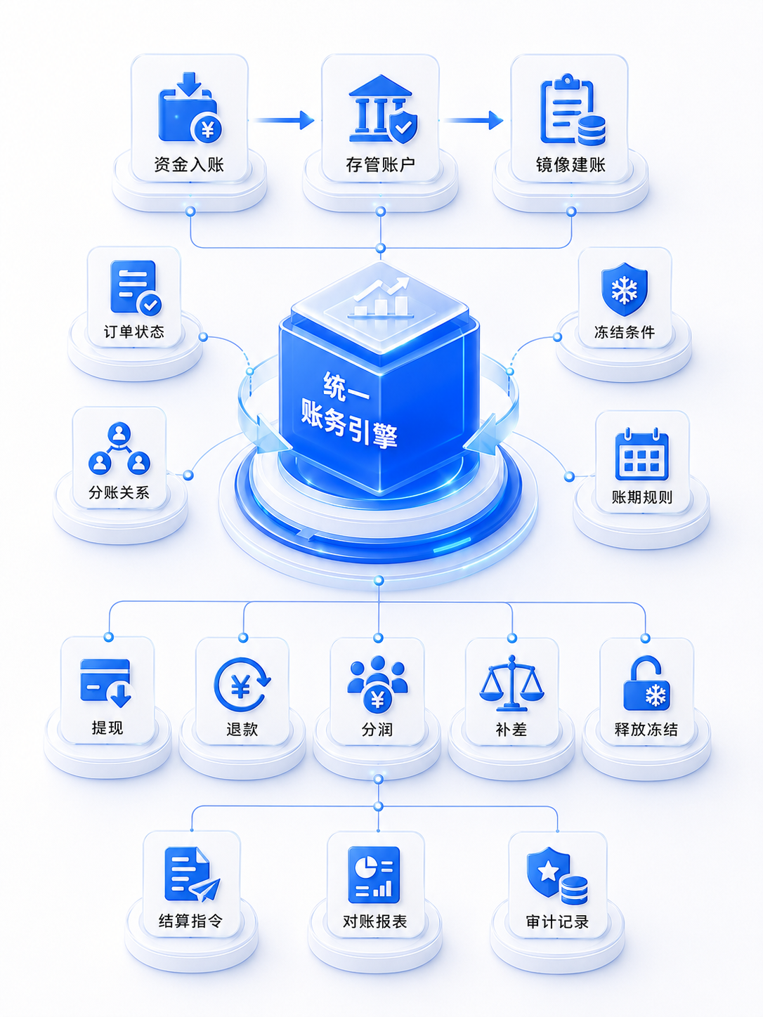 从资金入账到结算落地,所有动作都有统一账务解释