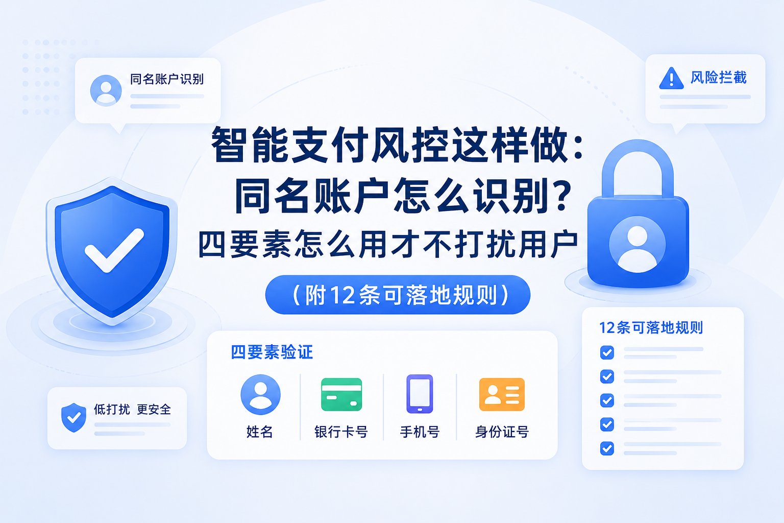 智能支付风控这样做:同名账户怎么识别?四要素怎么用才不打扰用户(附12条可落地规则)