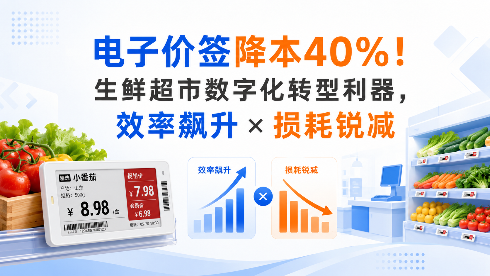 电子价签降本40%！生鲜超市数字化转型利器，效率飙升×损耗锐减