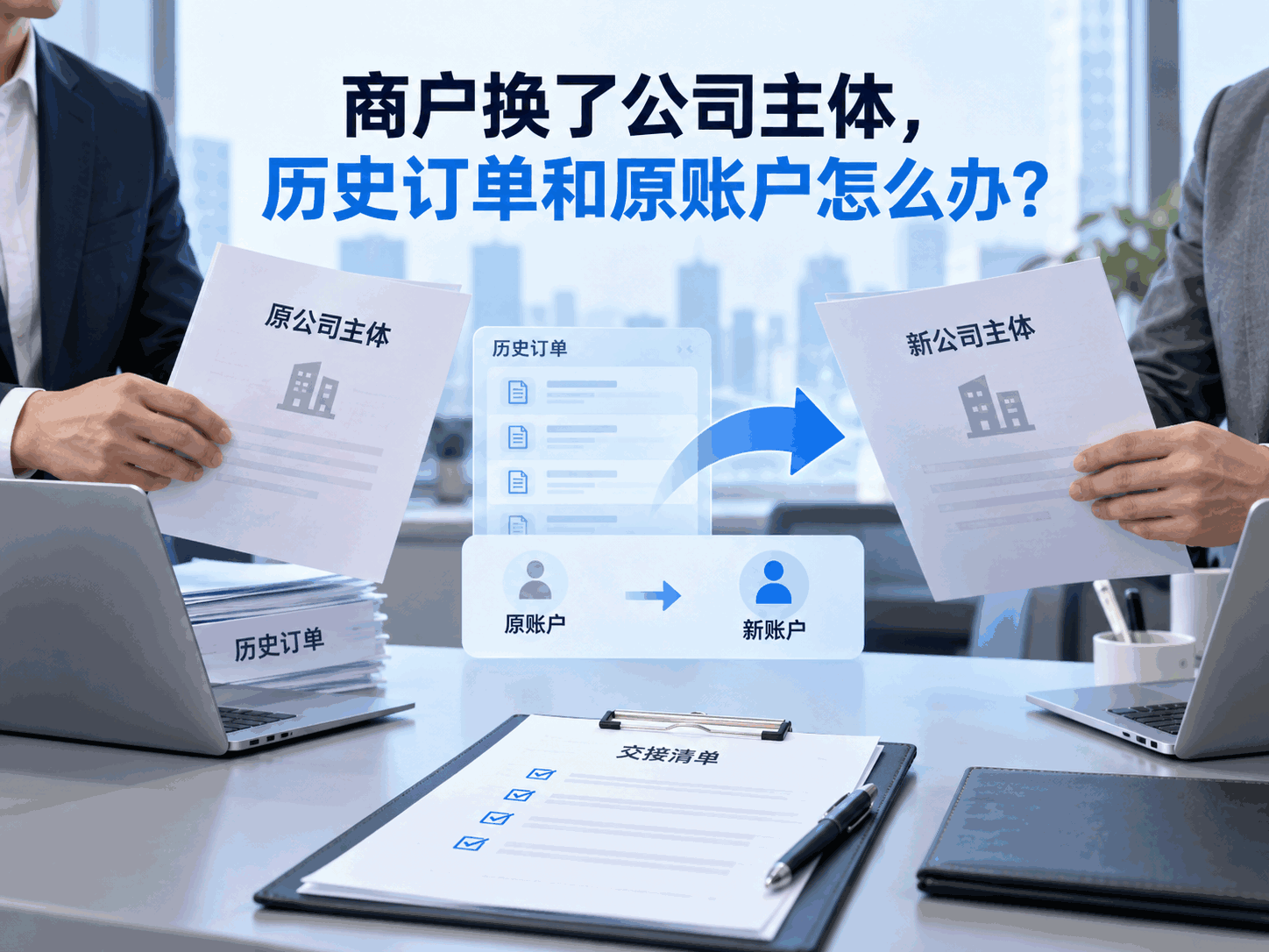 商户换了公司主体，历史订单和原账户怎么办？