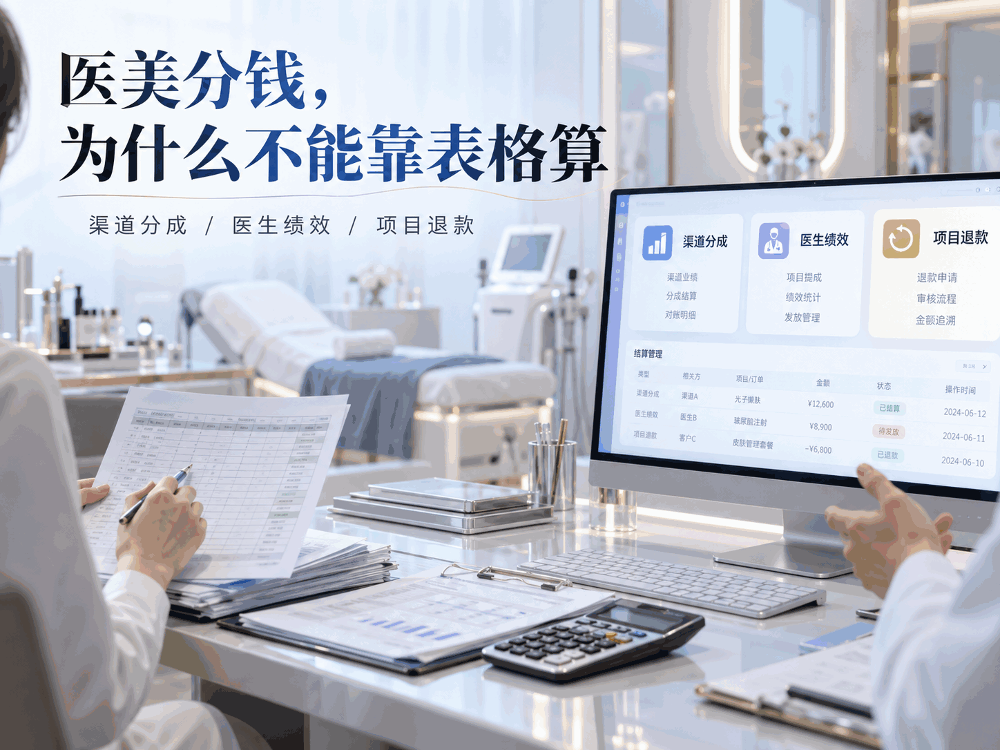 医美机构渠道分成、医生绩效、项目退款,为什么不能靠表格算